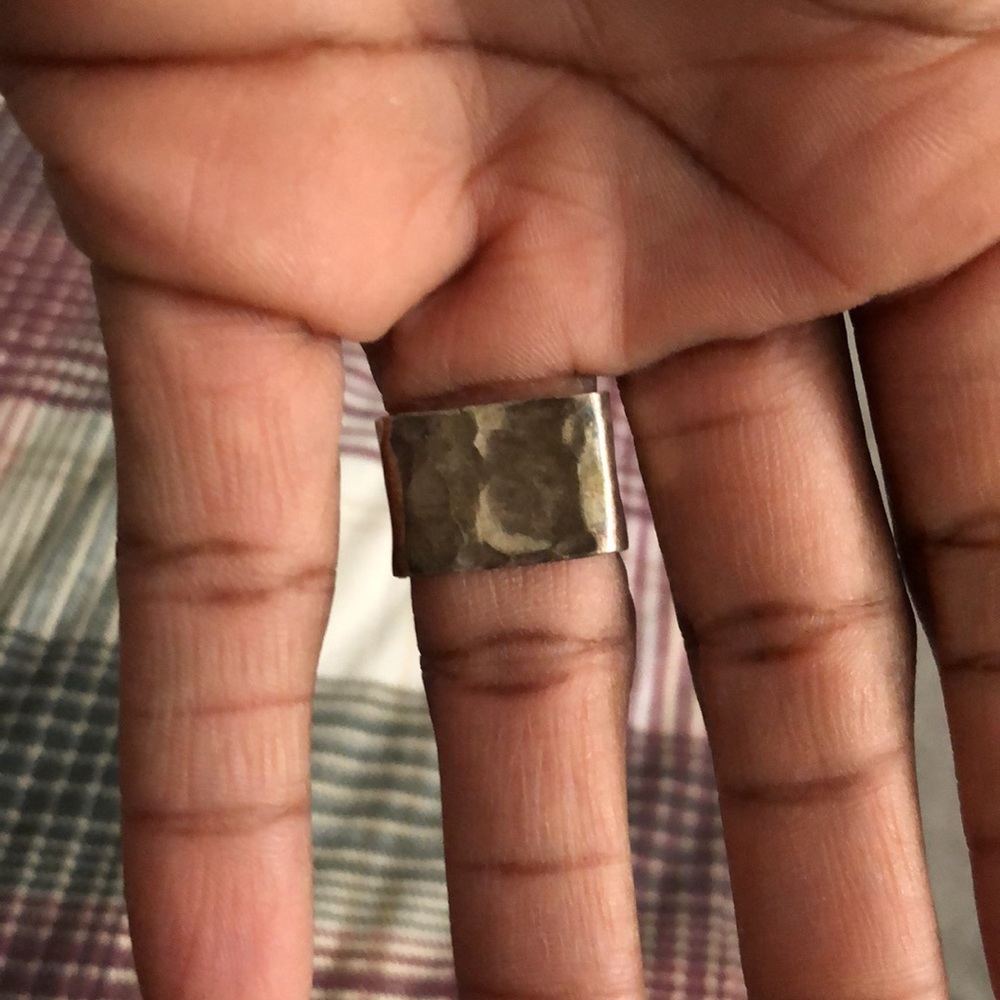 Unique Squared Hammered Sterling Silver Ring - image 6